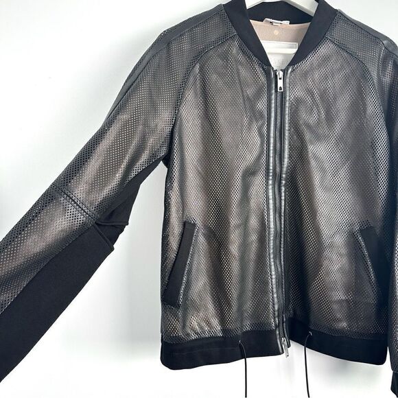 Sosken Cara Perforated Faux Leather Bomber Jacket Sz 2 - Picture 5 of 16